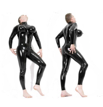 latex catsuit with inflatable breasts