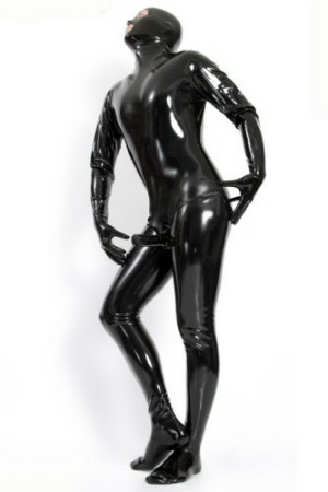 male latex catsuit with penis sheath