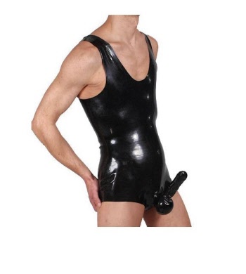 latex leotard with cock sheath
