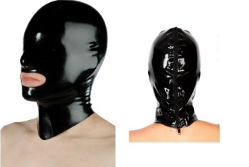 latex mask with mouth hole and rear zipper